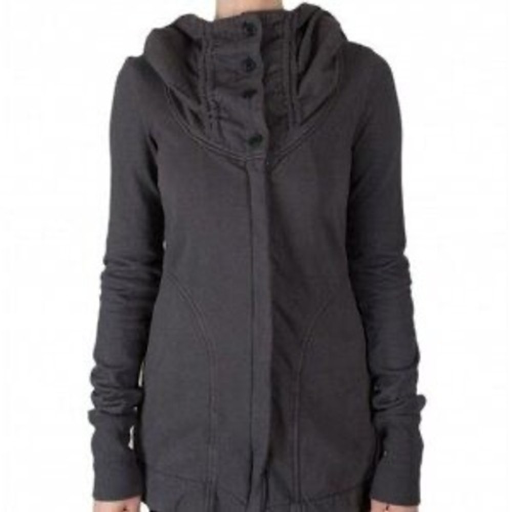 Prairie Underground Full Zip Long Line Hooded Sweatshirt Hoodie Grey Size XS